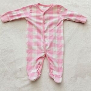 Miniwear Pink White Gingham Baby Bunting Sleepsuit 3-6 Months Cotton